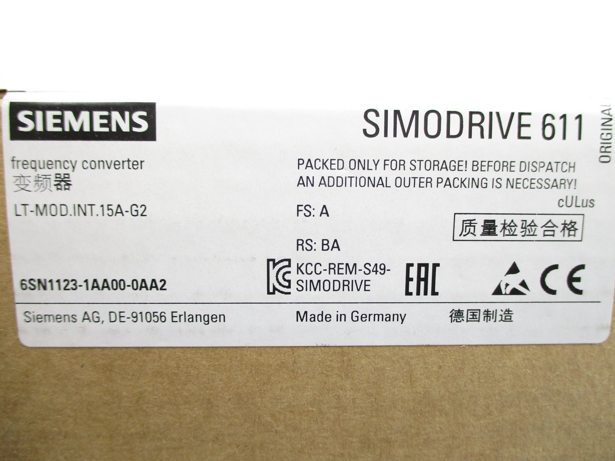 SIEMENS 6SN1123-1AA00-0AA2 NSFS