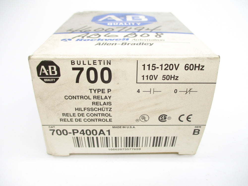 ALLEN BRADLEY 700-P400A1 SER. B 110/115-120V 10A (GY/BL) NSMP