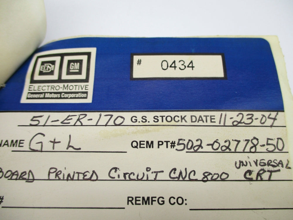 GIDDINGS & LEWIS 502-02778-50 REMAN