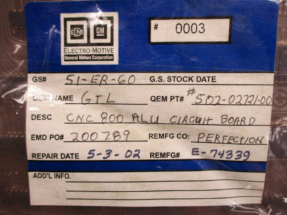 GIDDINGS & LEWIS 502-02721-00 REMAN