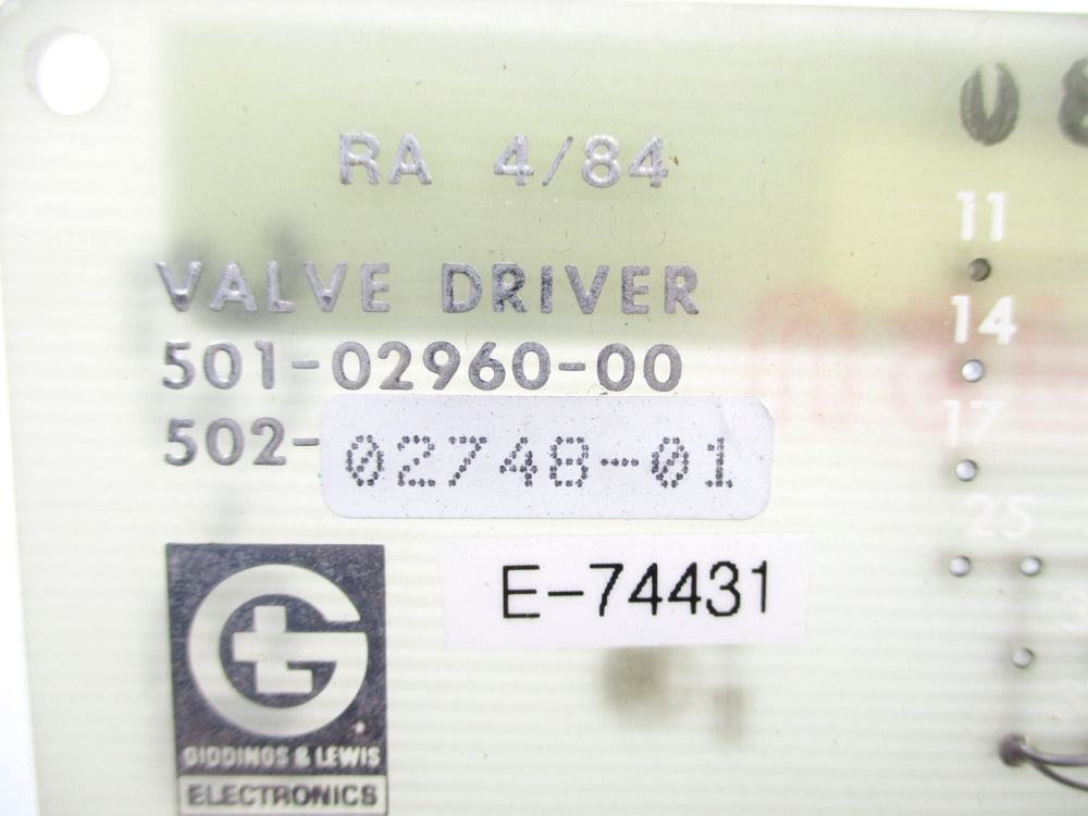 GIDDINGS & LEWIS 502-02748-01 UNMP