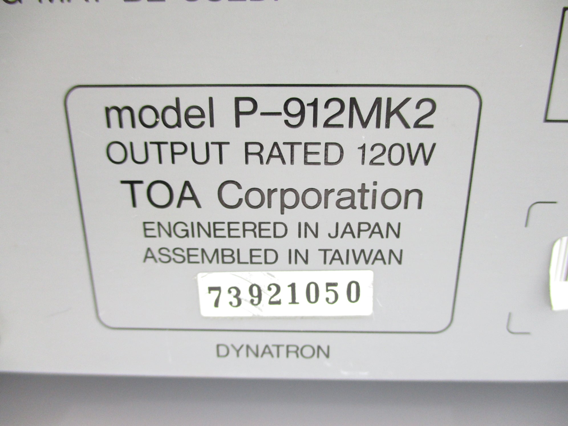 TOA CORPORATION P-912MK2 NSNP