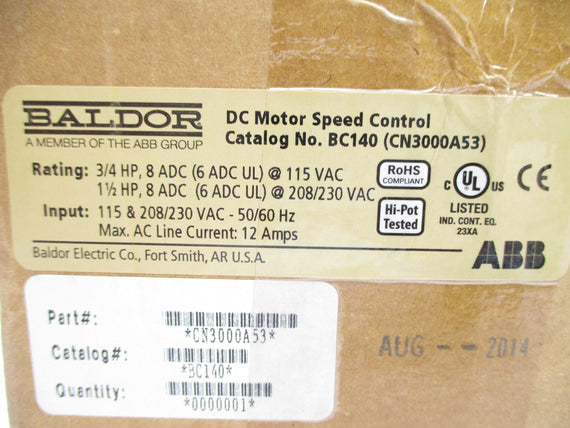 BALDOR BC140 CN3000A53 NSMP