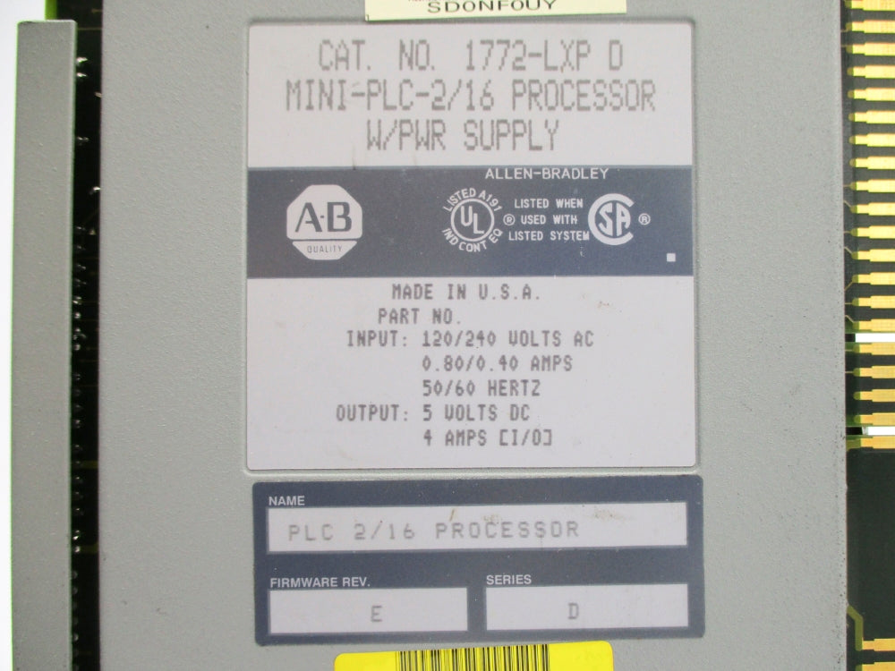 ALLEN BRADLEY 1772-LXP SER. D F/W E (NO KEY) UNMP