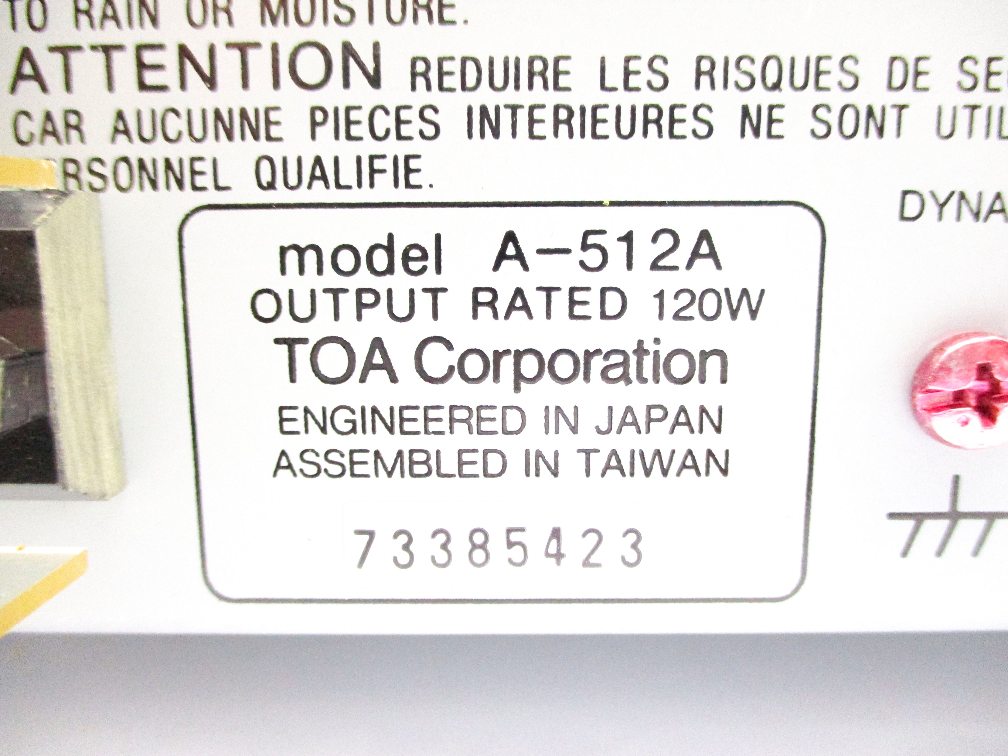 TOA CORPORATION A-512A NSNP