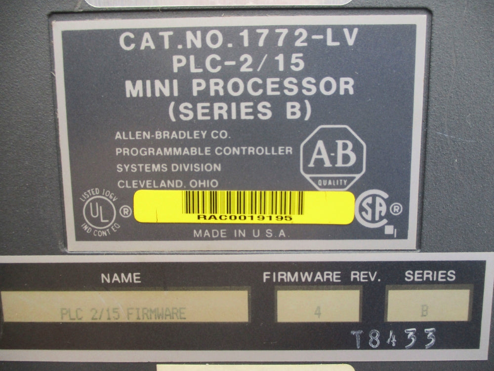 ALLEN BRADLEY 1772-LV SER. B F/W 4 (NO KEY) UNMP
