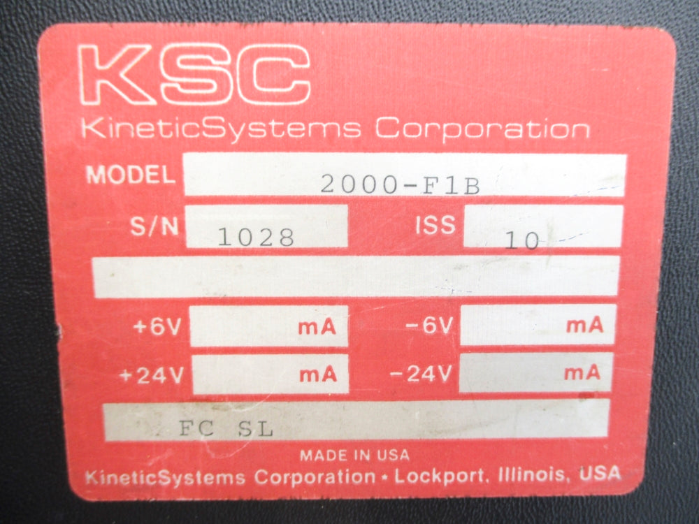 KINETIC SYSTEMS CORPORATION 2000-F1B UNMP