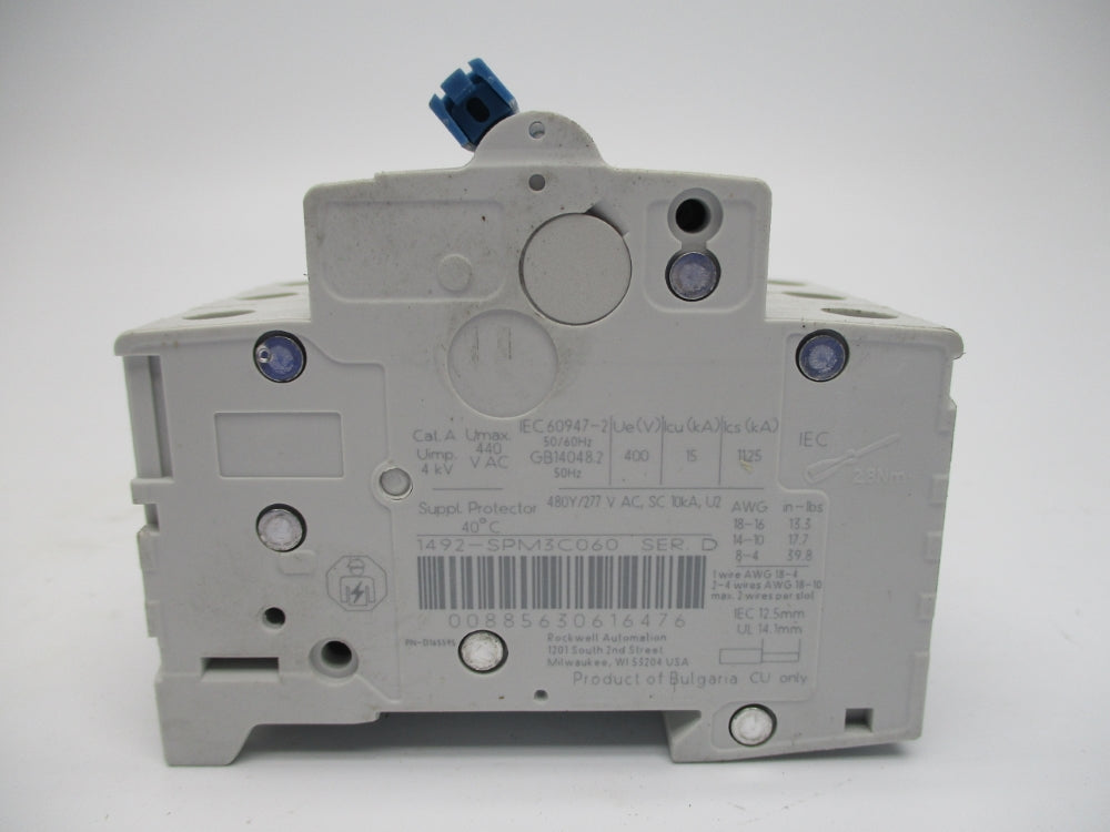 ALLEN BRADLEY 1492-SPM3C060 SER. D 6A 277VAC NSMP