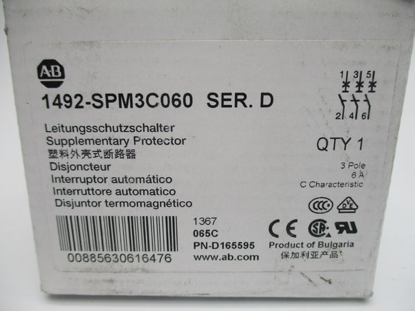 ALLEN BRADLEY 1492-SPM3C060 SER. D 6A 277VAC NSMP