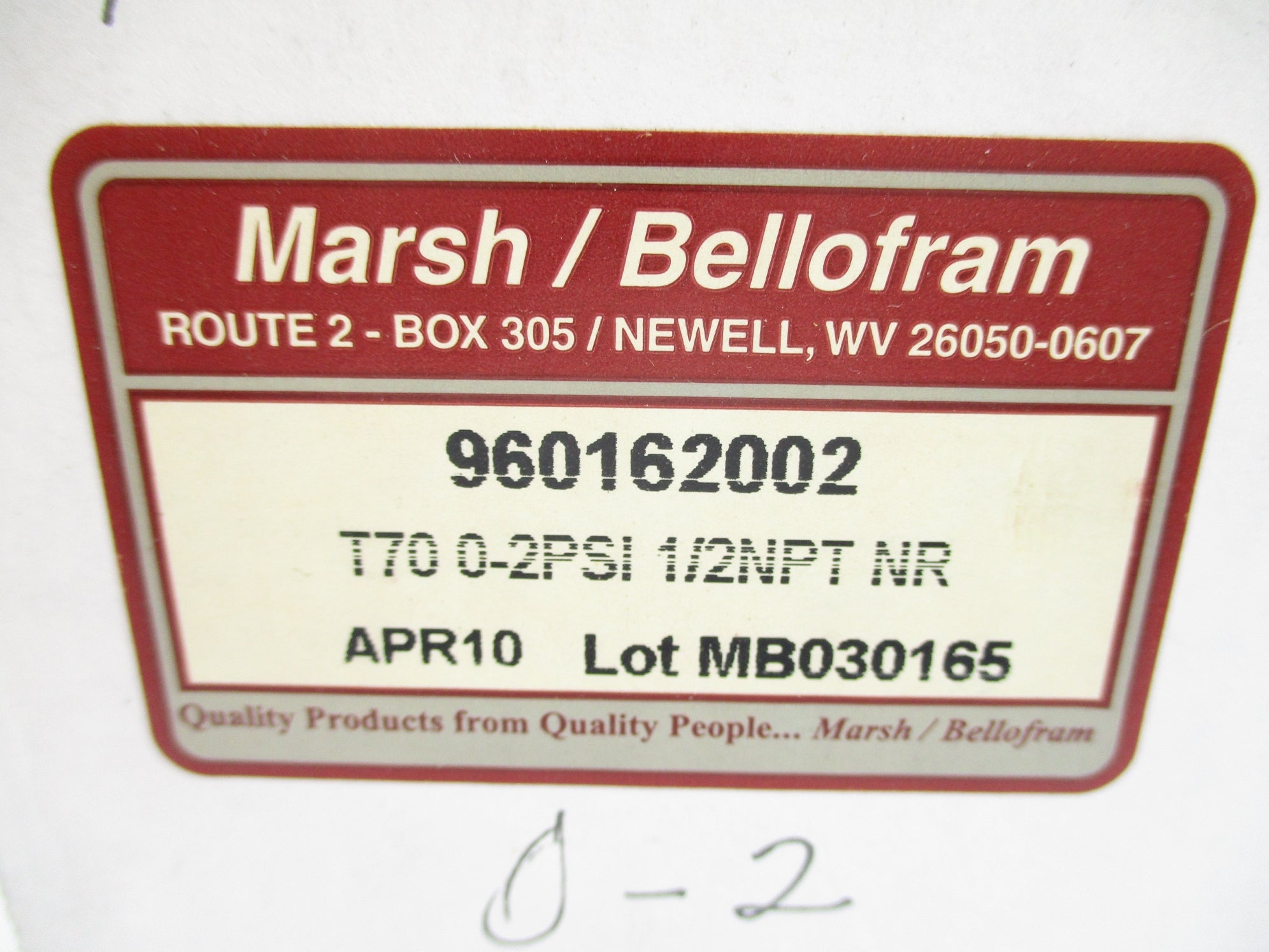 MARSH/BELLOFRAM 960162002 T70 0-2PSI NSMP