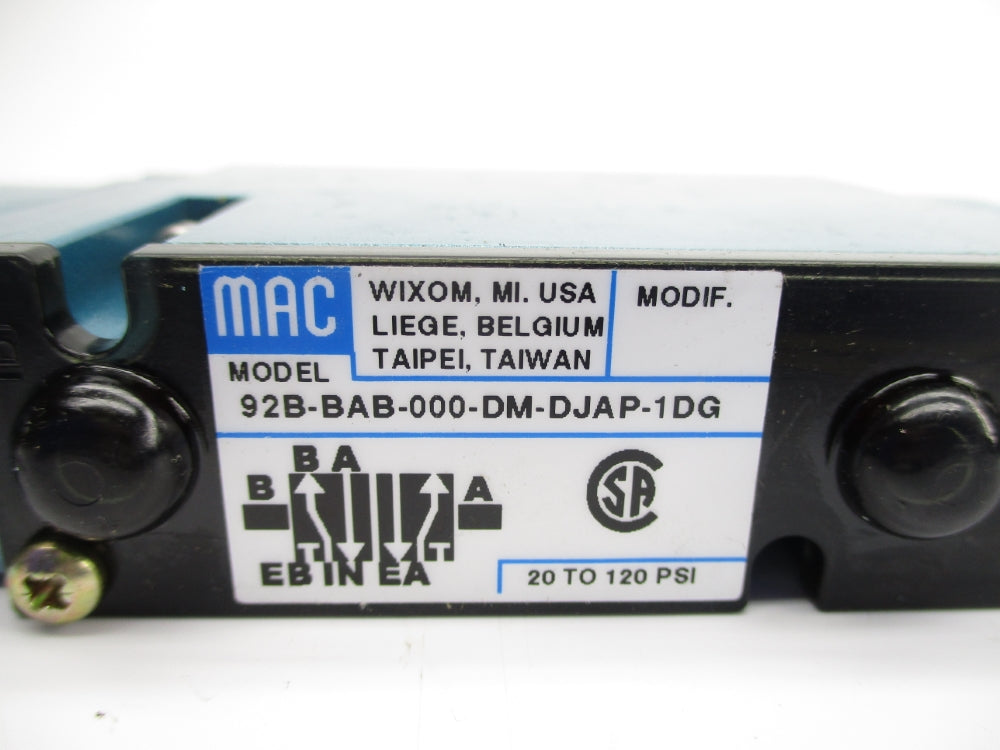 MAC 92B-BAB-000-DM-DJAP-1DG 20-120PSI 120/60 110/50 NSNP