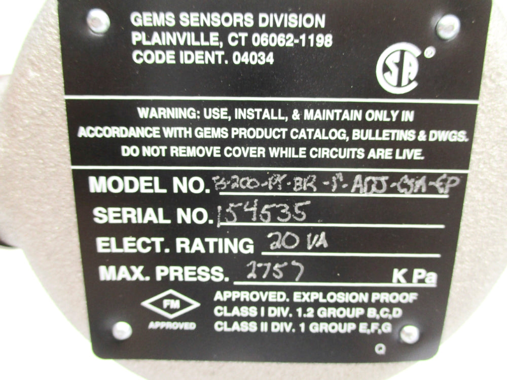 GEMS SENSORS FS-200-PT-BR-P-ADJ-C5A-EP FS200 NSNP