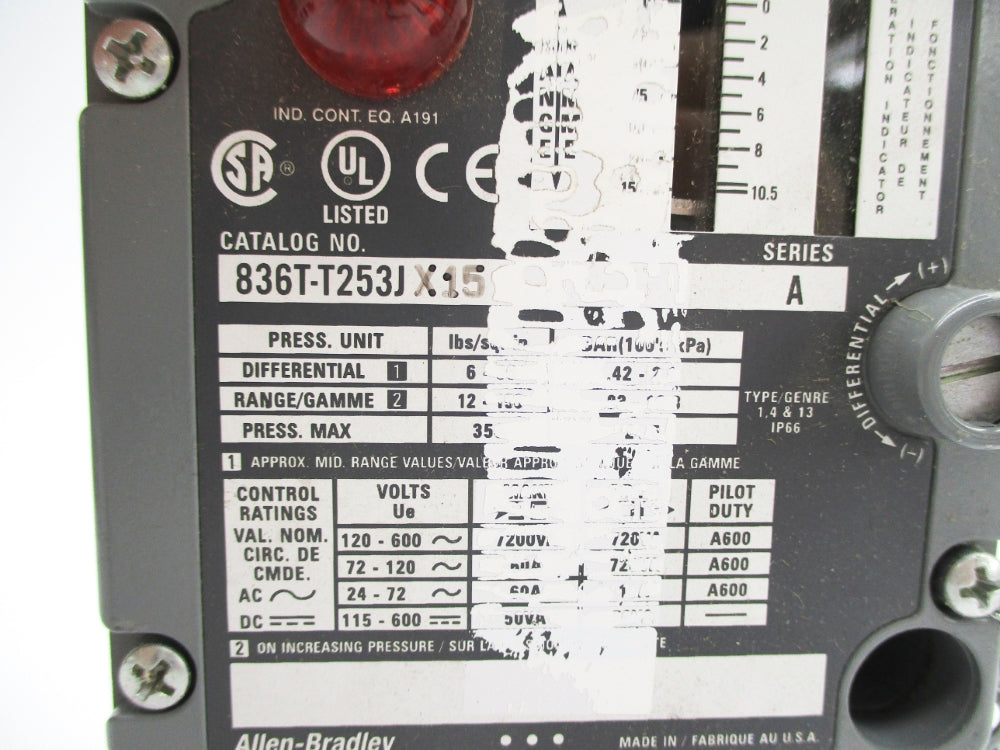 INDUSTRIAL SPARE PART 836T-T253JX15 SER. A 12-150PSI (AS PICTURED) NSNP