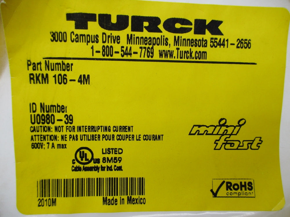 TURCK RKM106-4M U0980-39 NSMP