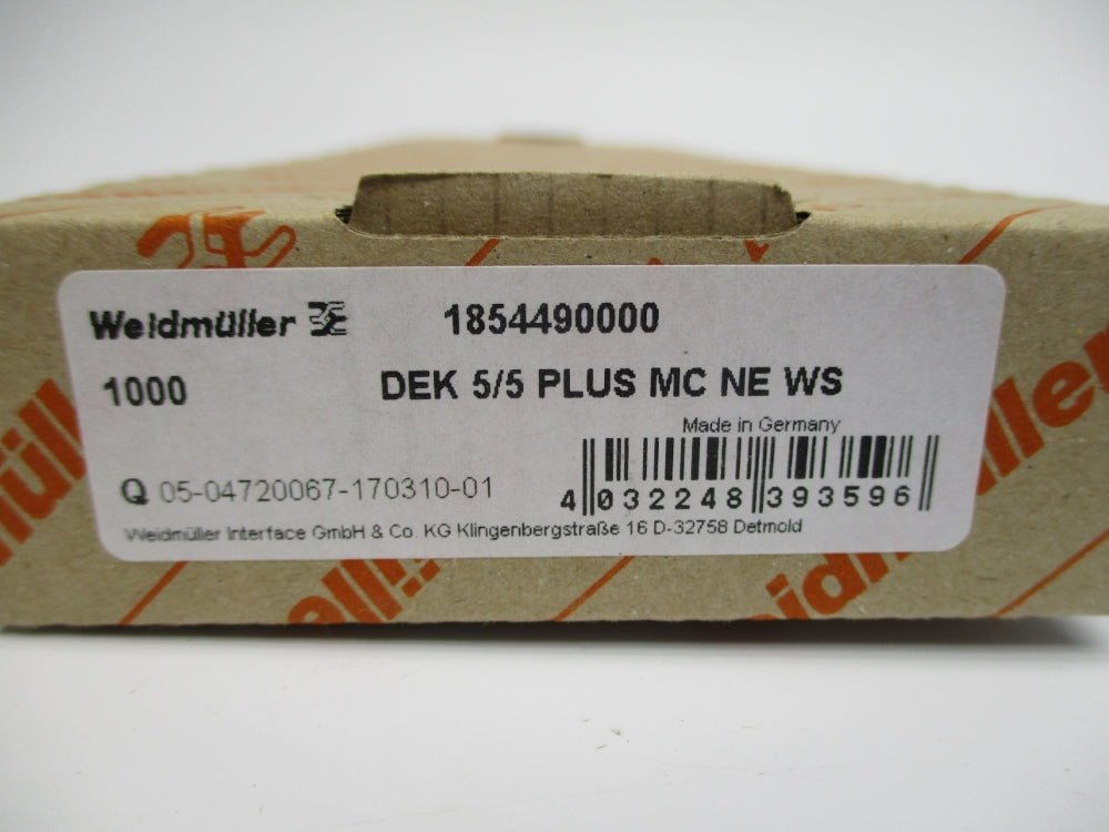WEIDMULLER 1854490000 (PKG OF 1000) NSMP