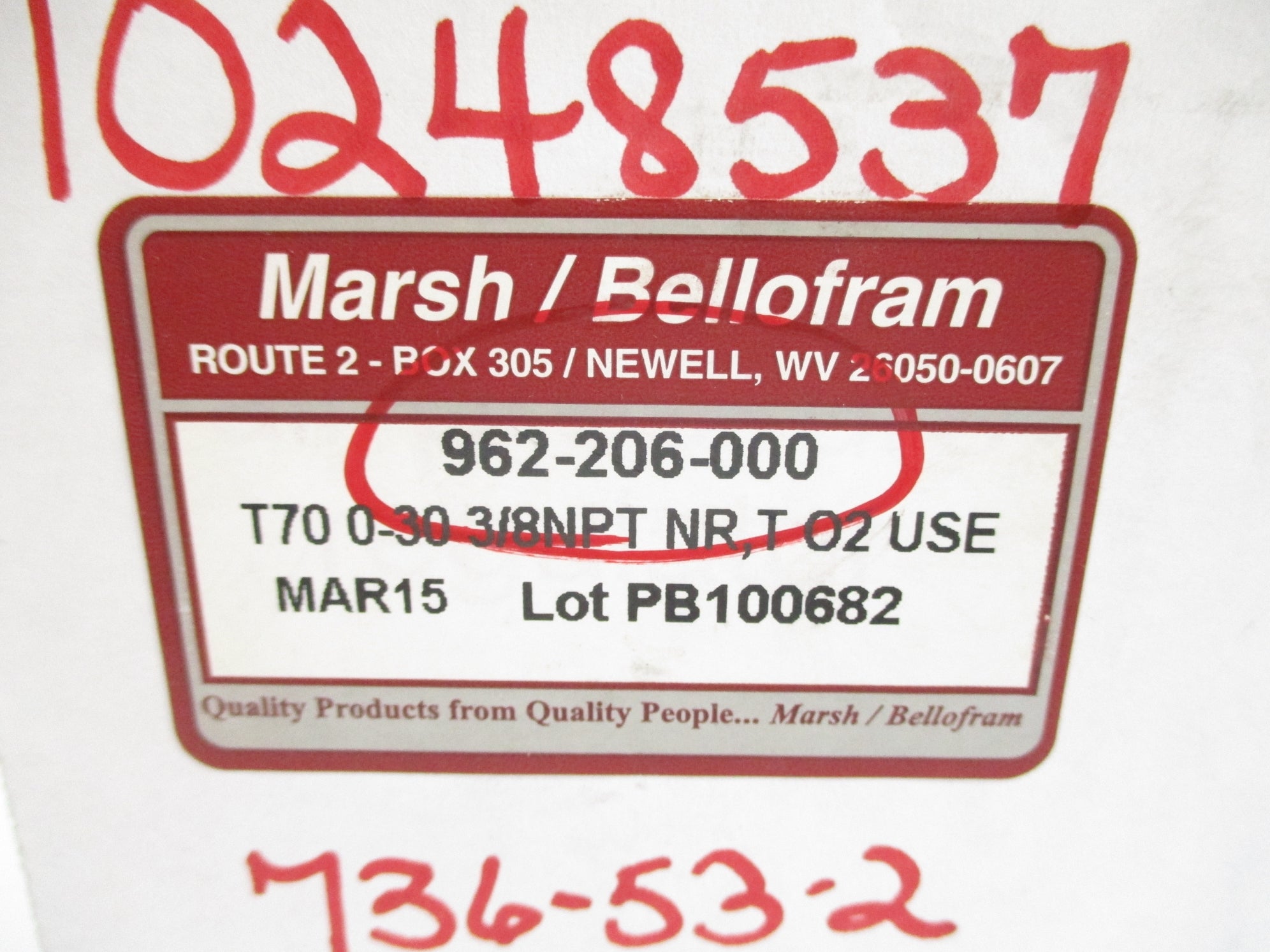 MARSH/BELLOFRAM 962-206-000 T70 0-30PSIG NSMP