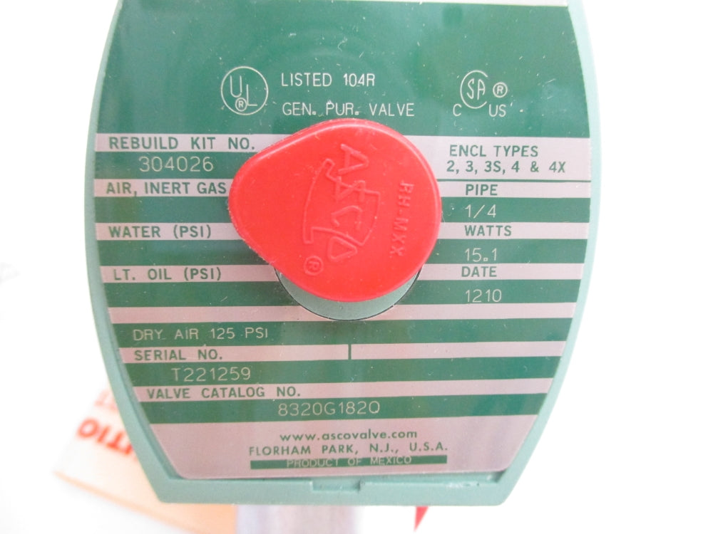 ASCO 8320G182Q 125PSI 110/120V NSMP