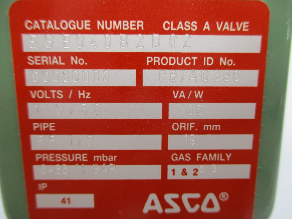 ASCO EGE040B2D02 110V 1/2" NSMP