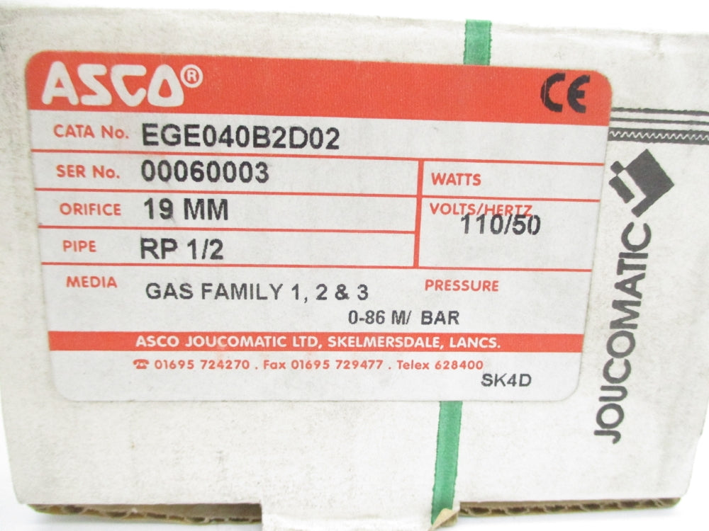 ASCO EGE040B2D02 110V 1/2" NSMP