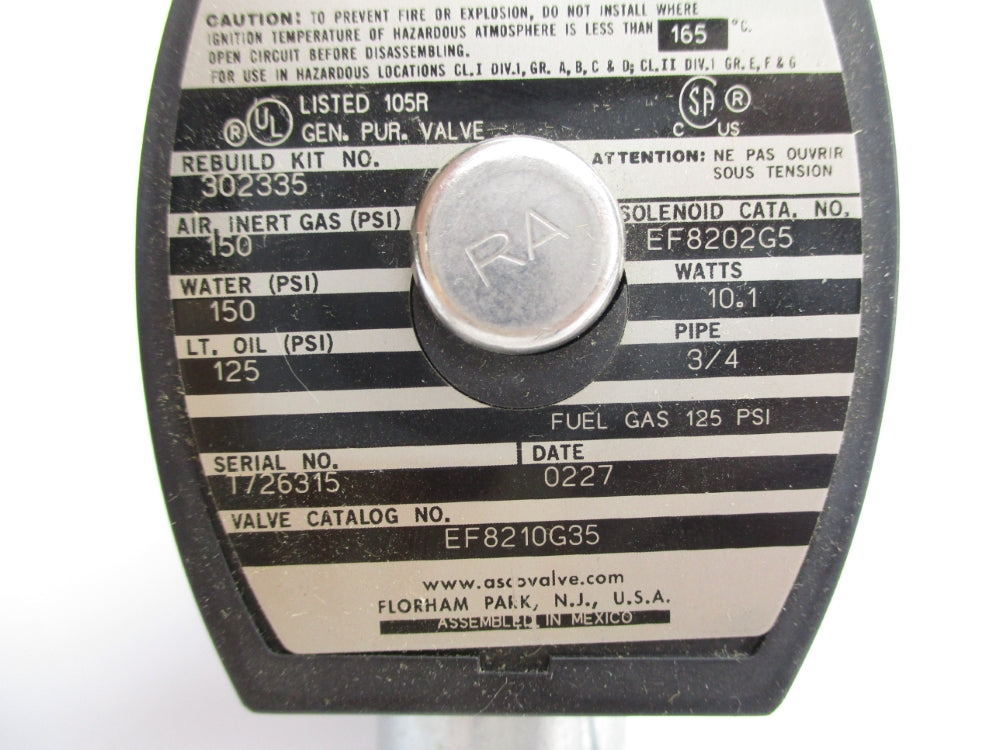 ASCO EF8210G35 125/150PSI 110/120V UNMP