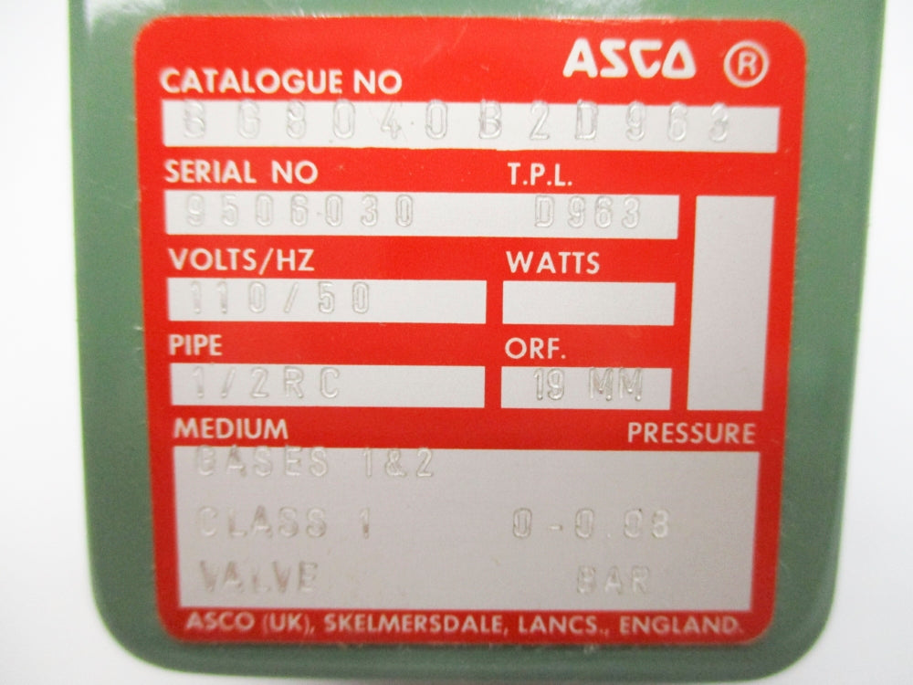 ASCO BG8040B2D963 110V NSMP