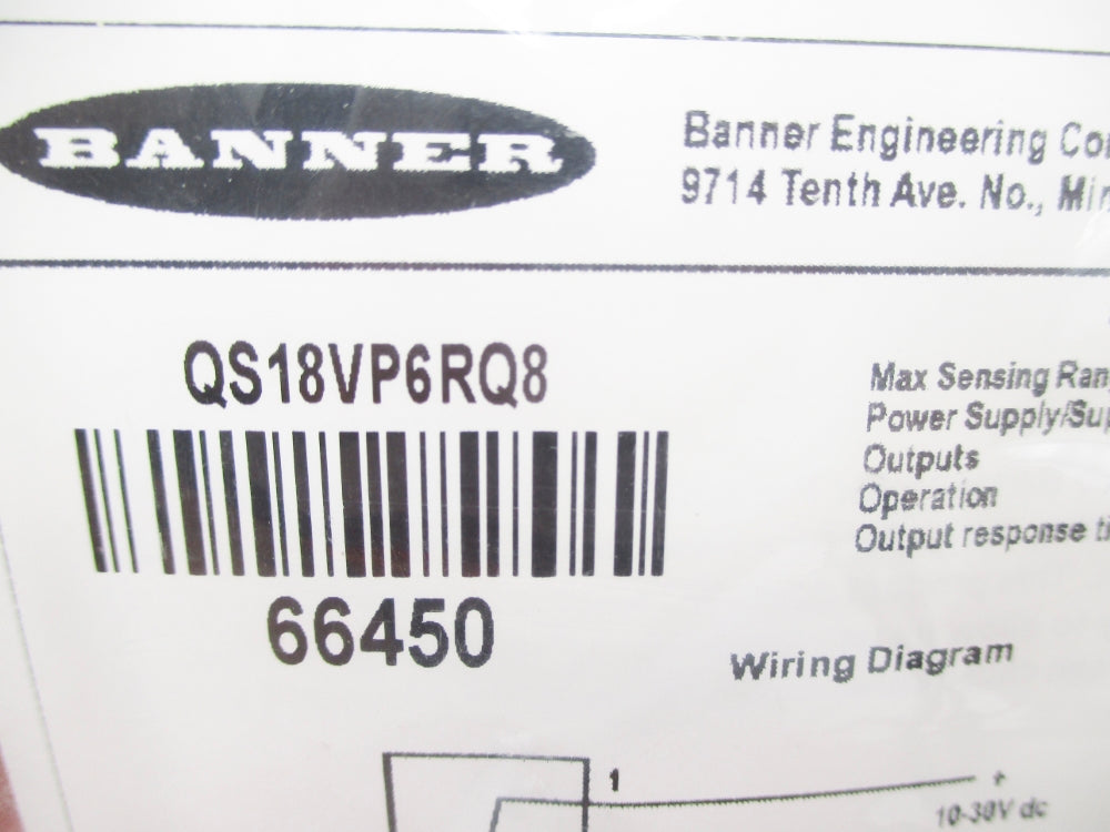 BANNER ENGINEERING QS18VP6RQ8 66450 NSMP