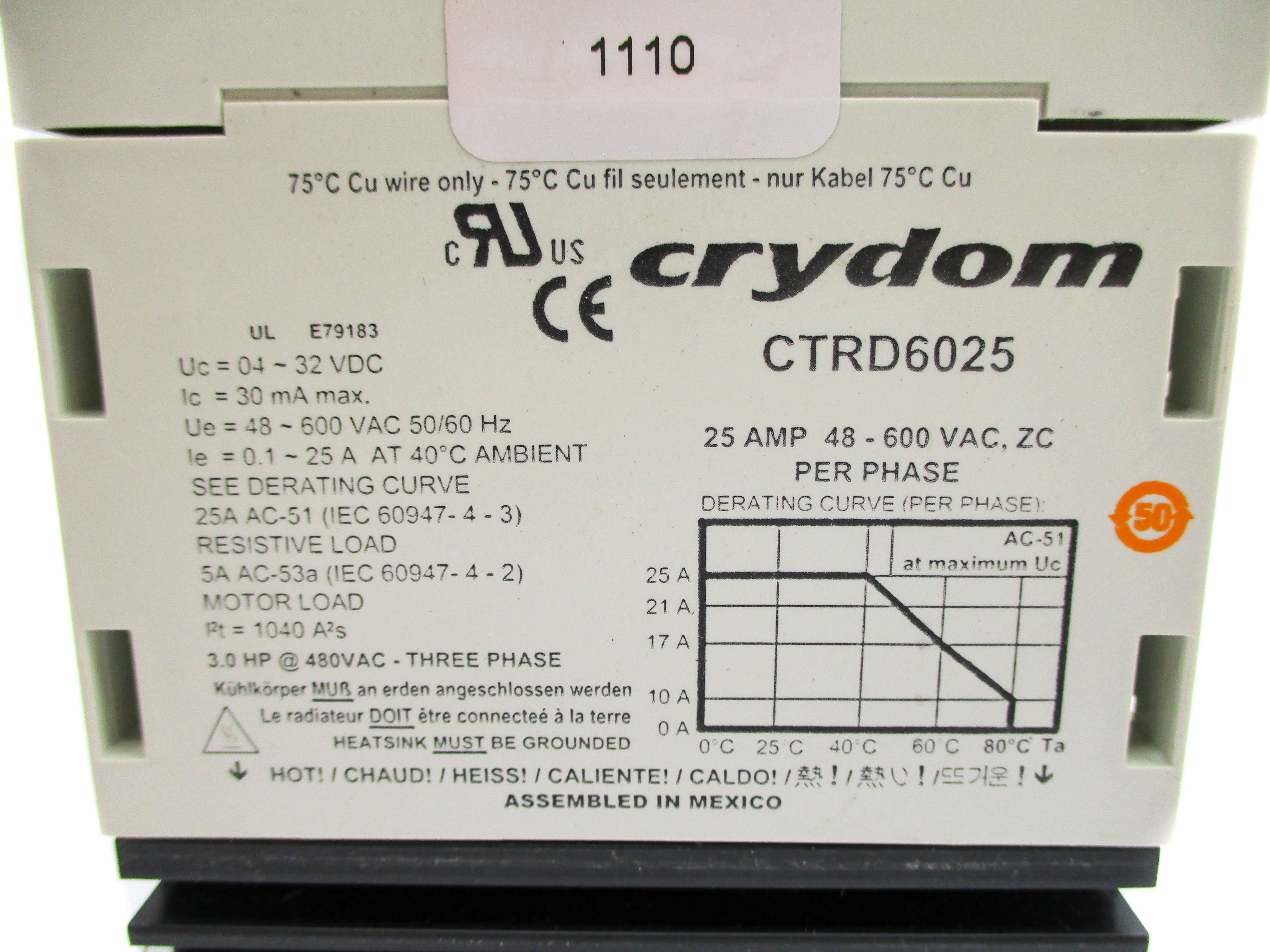 CRYDOM CTRD6025 25A 48-600VAC NSNP