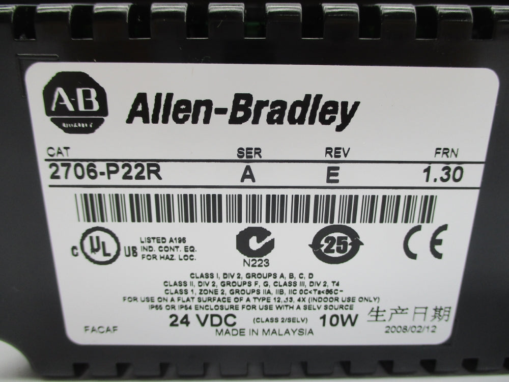 ALLEN BRADLEY 2706-P22R SER. A 24VDC F/W 1.30 NSNP