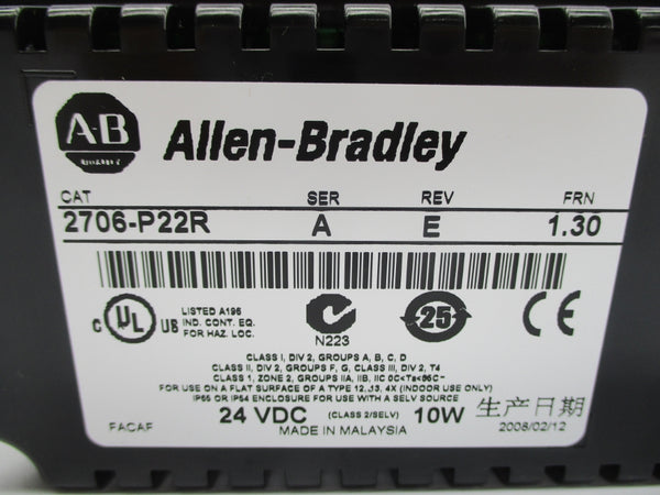 ALLEN BRADLEY 2706-P22R SER. A 24VDC F/W 1.30 NSNP