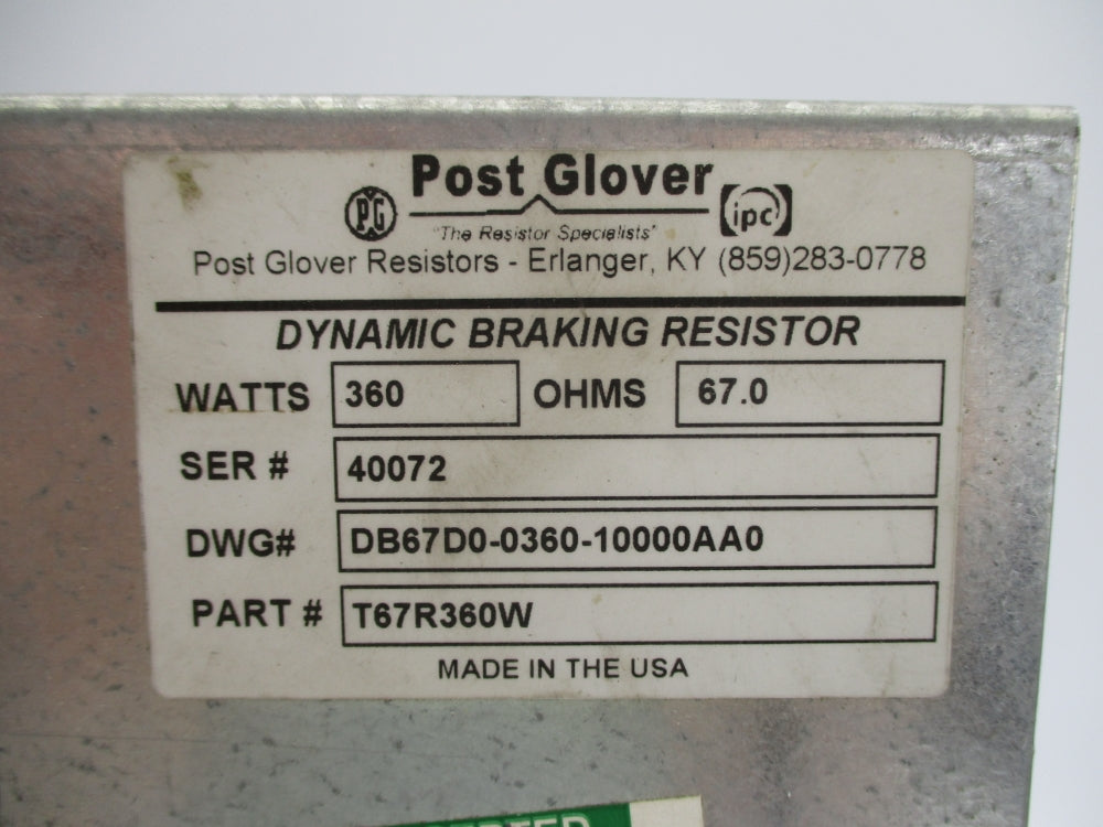POST GLOVER DB67D0-0360-10000AA0 T67R360W UNMP