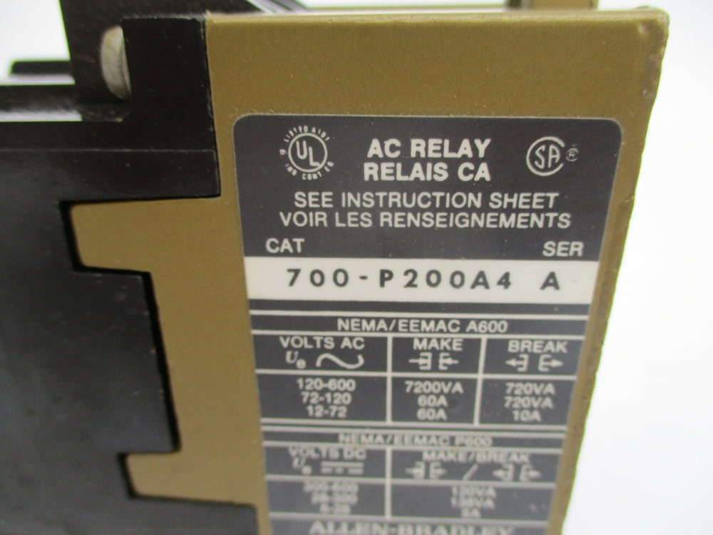 ALLEN BRADLEY 700-P200A4 SER. A 460-480V UNMP