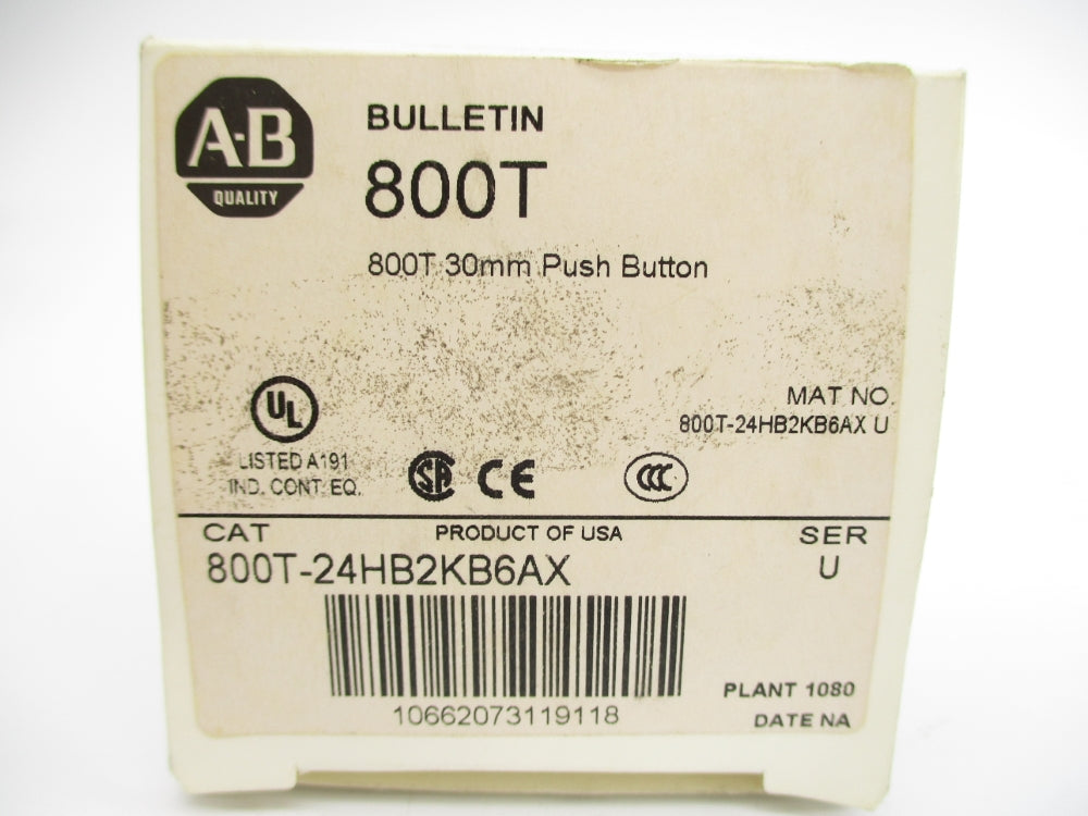 ALLEN BRADLEY 800T-24HB2KB6AX SER. U 24VAC/DC (WH) NSMP