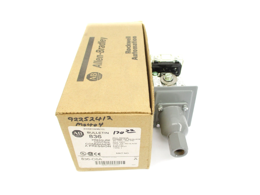 ALLEN BRADLEY 836-C6A SER. A 30"VAC-100PSI (AS PICTURED) (BR/WH) NSMP