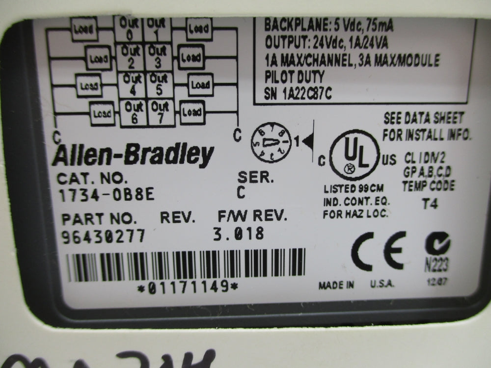 ALLEN BRADLEY 1734-OB8E SER. C F/W 3.018 NSMP