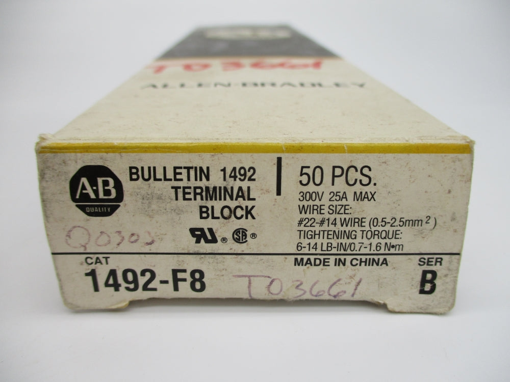 ALLEN BRADLEY 1492-F8 SER. B (PKG OF 50) (BK/OR) NSMP