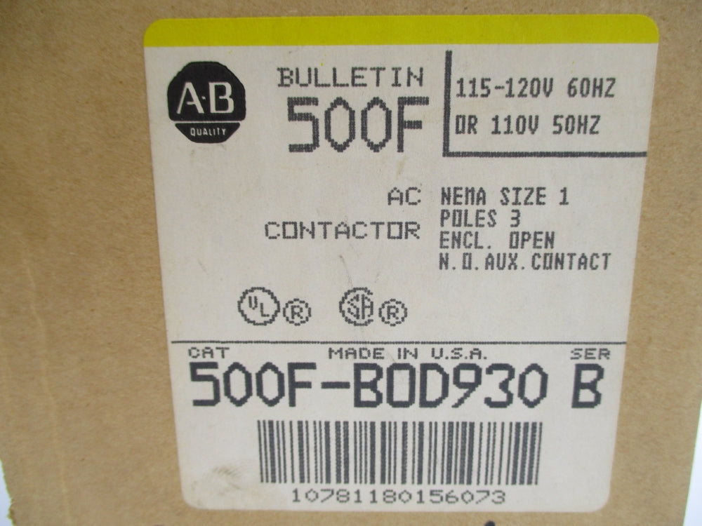ALLEN BRADLEY 500F-BOD930 SER. B 110/115-120V 27A (BR/YL) NSMP