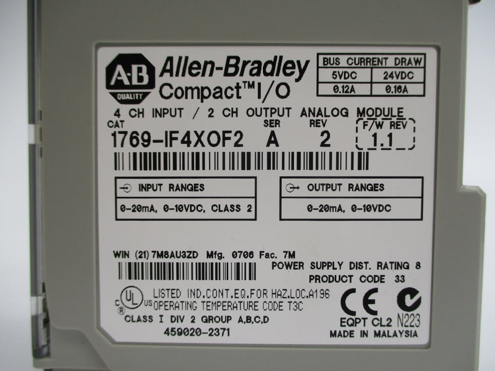 ALLEN BRADLEY 1769-IF4XOF2 SER. A F/W 1.1 NSNP