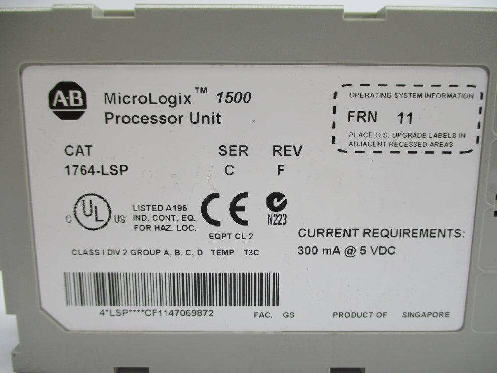 ALLEN BRADLEY 1764-LSP SER. C F/W 11 NSNP