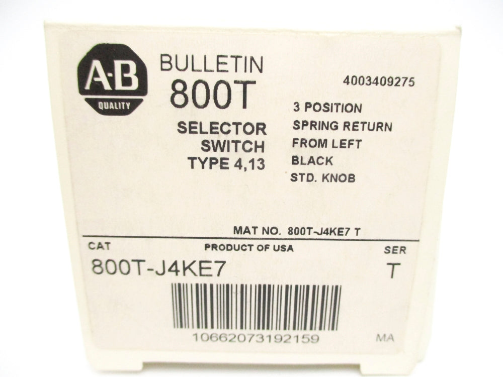 ALLEN BRADLEY 800T-J4KE7 SER. T (WH) NSMP