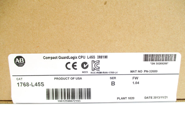 ALLEN BRADLEY 1768-L45S SER. B F/W 1.04 DATE: 2013 NSFS