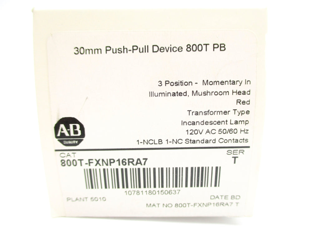 ALLEN BRADLEY 800T-FXNP16RA7 SER. T (WH) NSFS