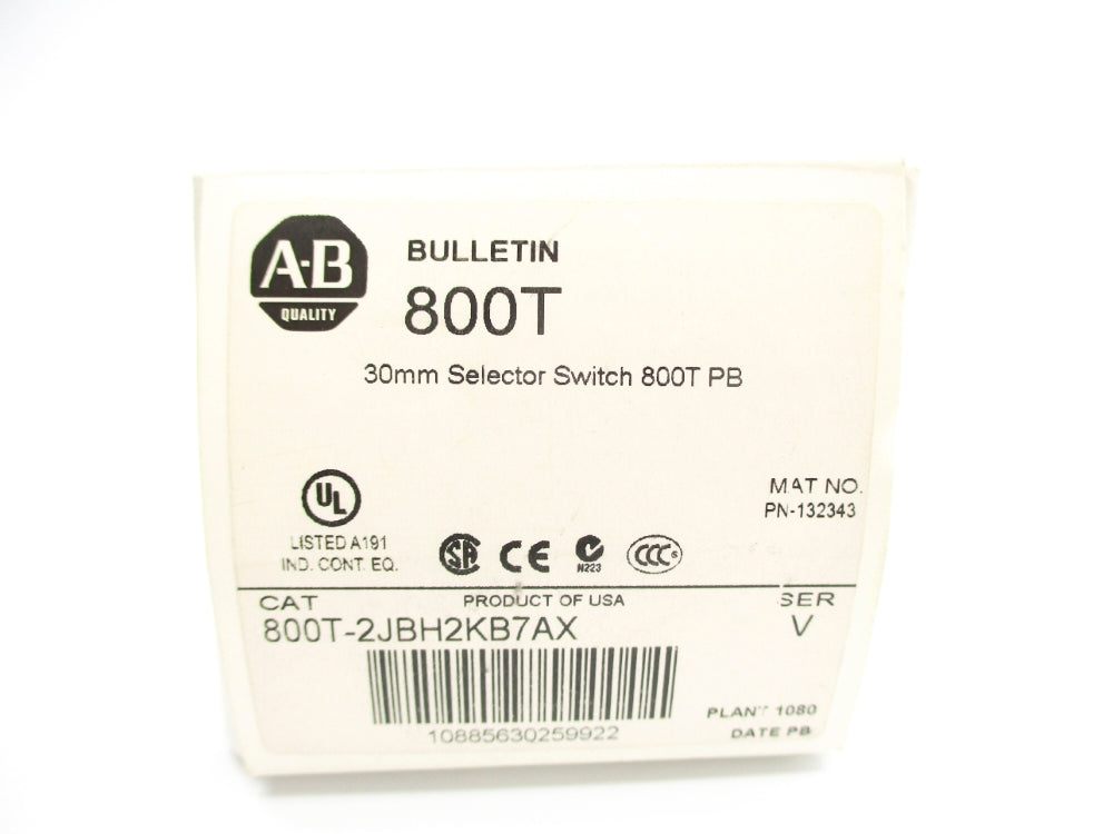 ALLEN BRADLEY 800T-2JBH2KB7AX SER. V (WH) NSMP