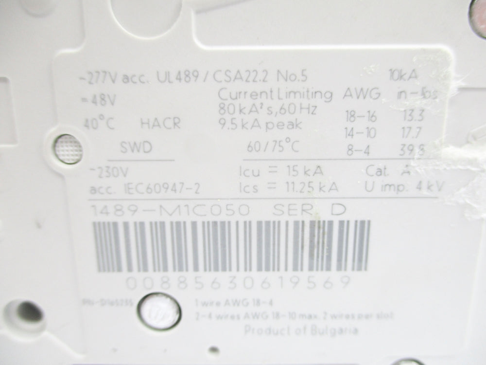 ALLEN BRADLEY 1489-MIC050 SER. D 277VAC 5A NSNP
