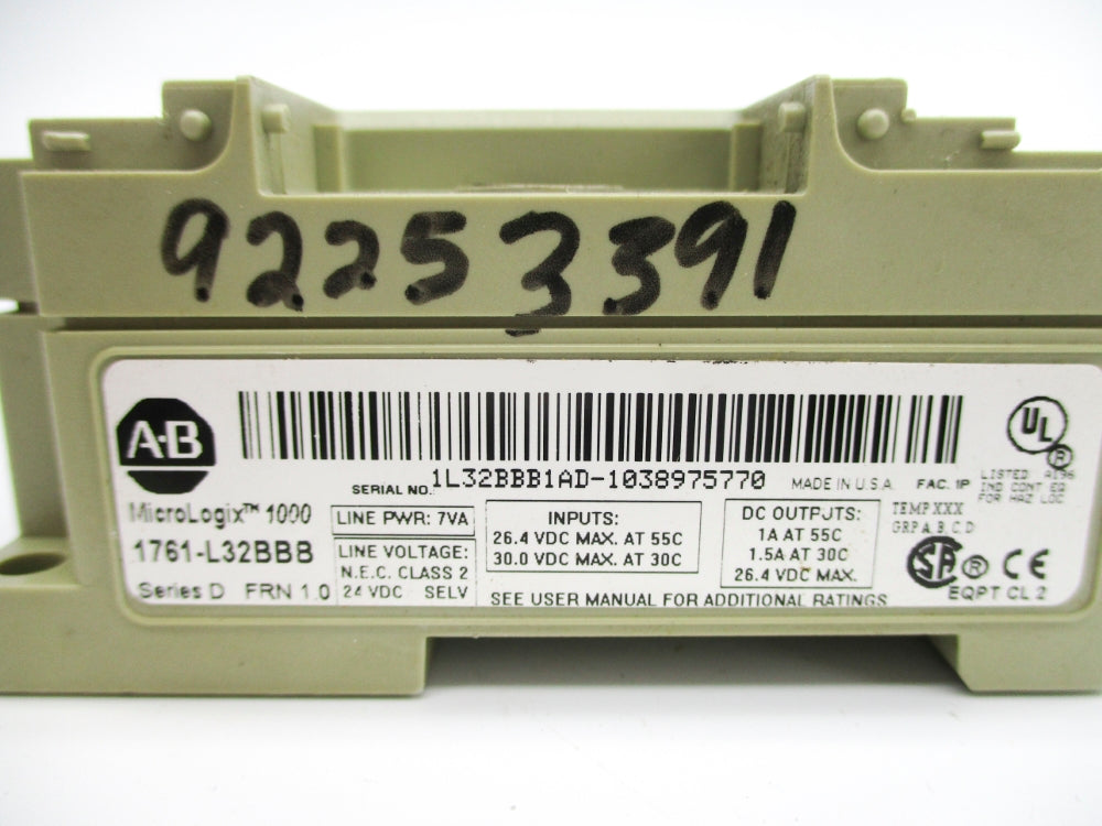 ALLEN BRADLEY 1761-L32BBB SER. D F/W 1.0 UNMP