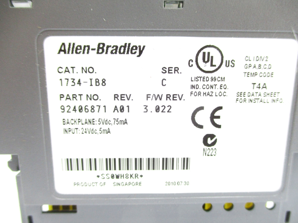 ALLEN BRADLEY 1734-IB8 SER. C F/W 3.022 UNMP