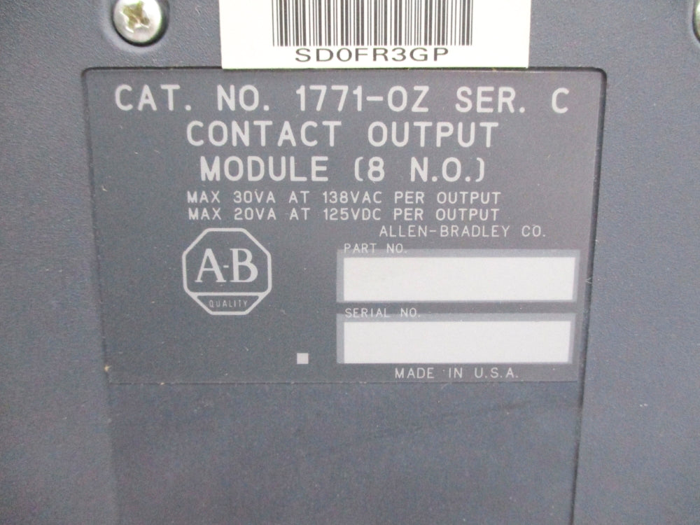 ALLEN BRADLEY 1771-OZ SER. C 138VAC (NO TERMINAL) UNMP