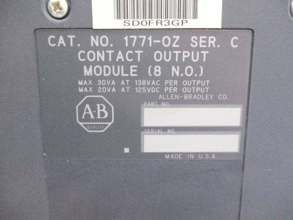 ALLEN BRADLEY 1771-OZ SER. C 138VAC (NO TERMINAL) UNMP