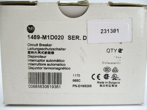 ALLEN BRADLEY 1489-M1D020 SER. D 2A 277V NSMP