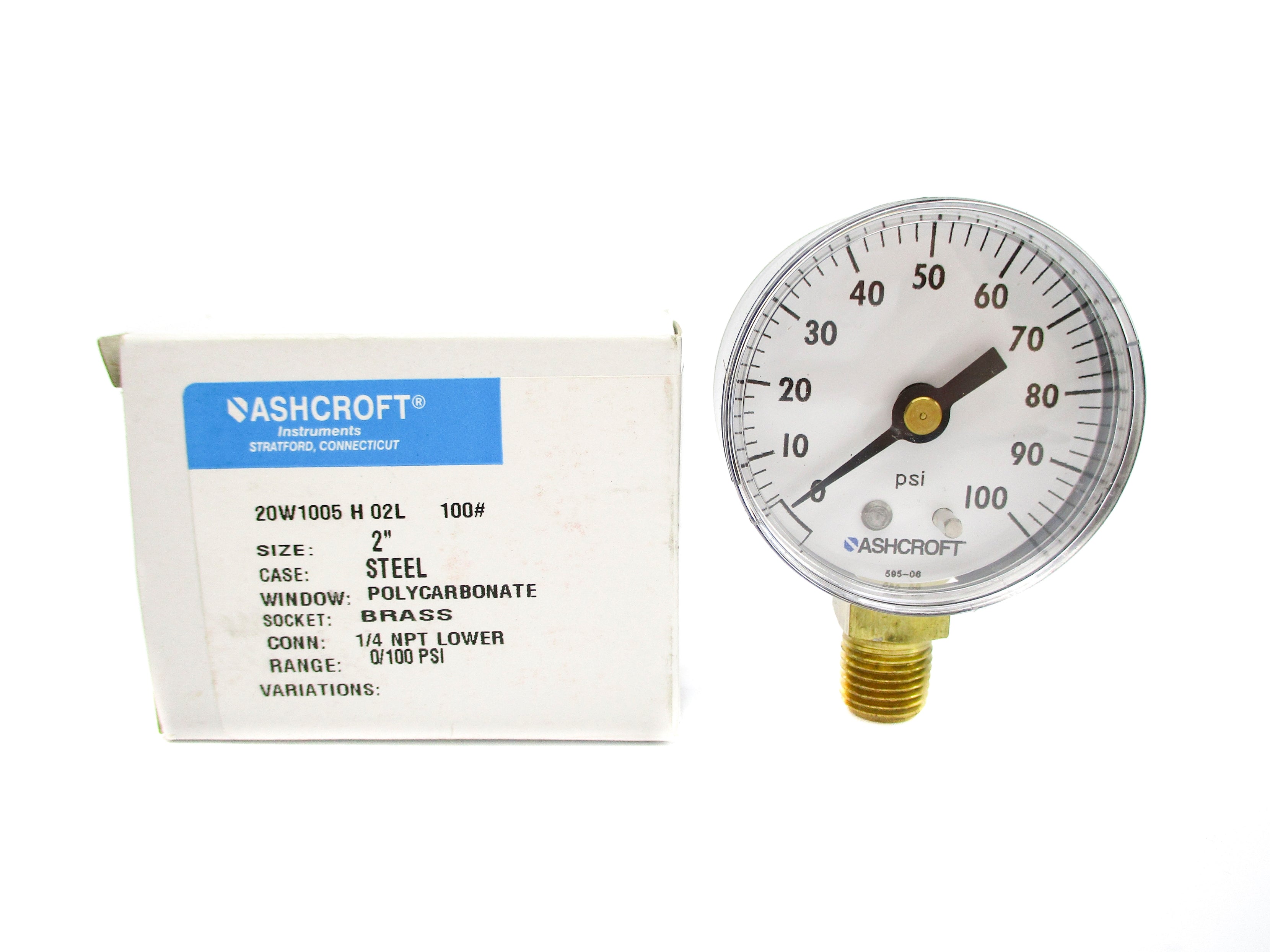 ASHCROFT 20W1005H02L100# 0-100PSI 2" NSMP