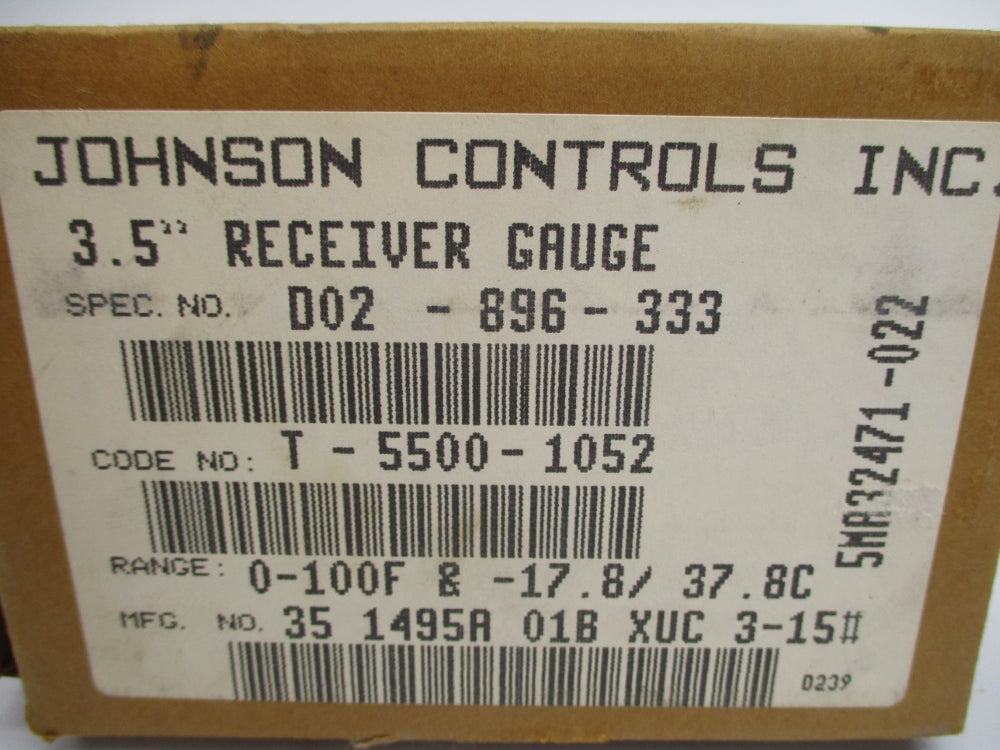 JOHNSON CONTROLS T-5500-1052 0-100F NSMP
